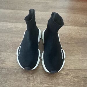 Balenciaga Black Knit Sock Sneakers with White Sole